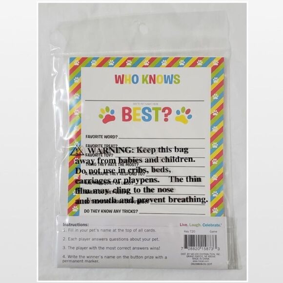 New Live. Laugh. Celebrate. Pet Game Cards Animal Dog Cat Party Set NWT - Picture 6 of 11